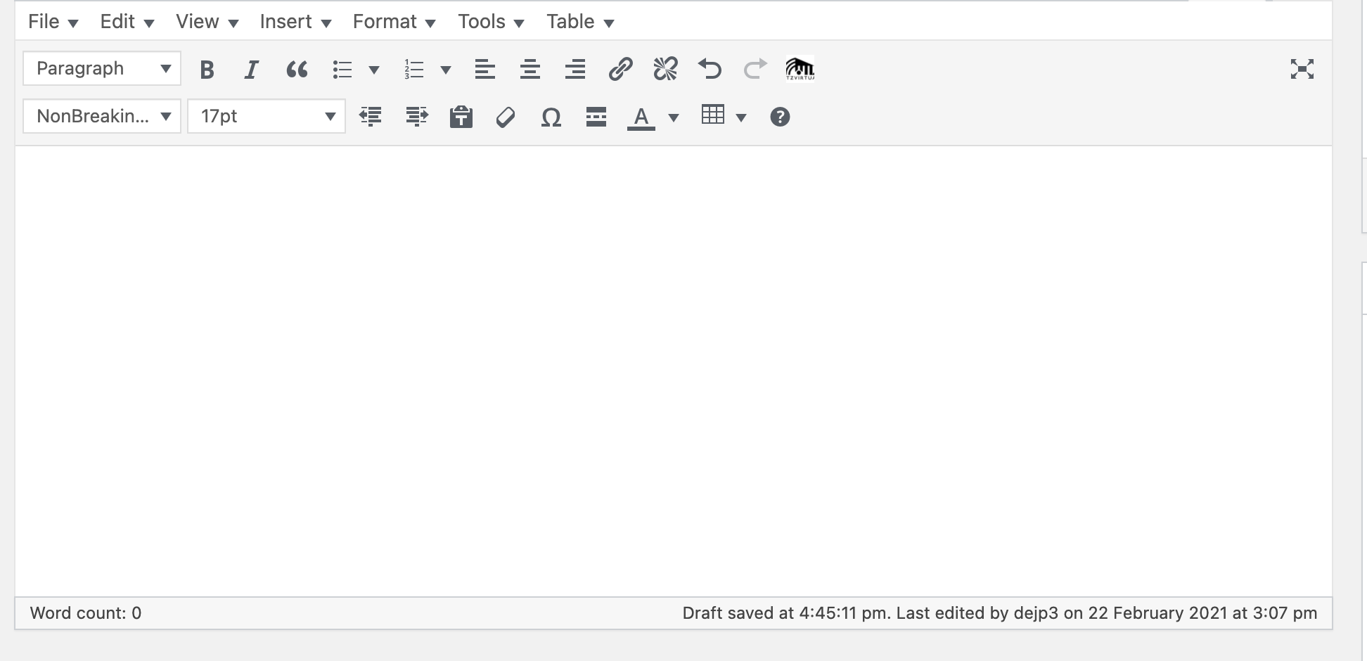 A screenshot of the editor